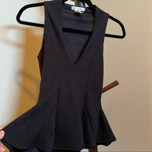 Black Fitted Peplum Top